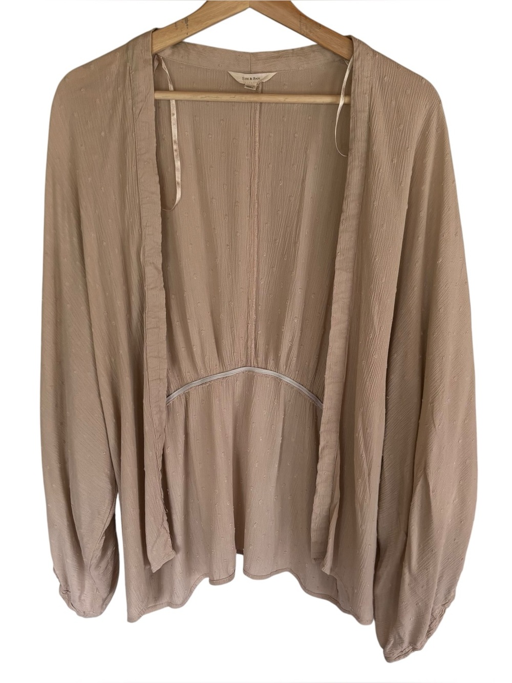 Sim & Sam Lightweight Open Front Cardigan Kimono Wide Sleeve Polka Dot Boho S/M